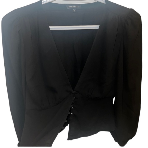 Black Button Up Top - Picture 1 of 6